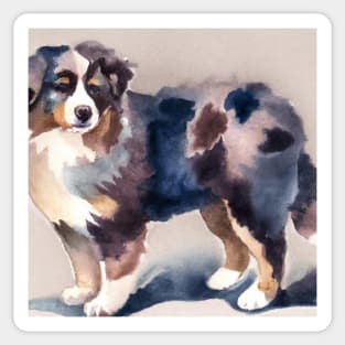 Miniature American Shepherd Watercolor Painting - Dog Lover Gifts Sticker